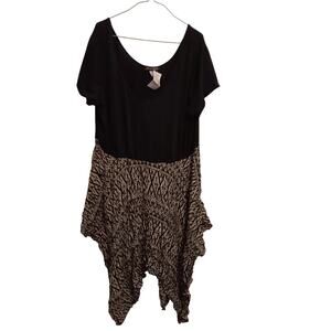 Norma Allen Dress Women's Plus 3X Asymmetrical Whimigoth Black White Diamond NWT